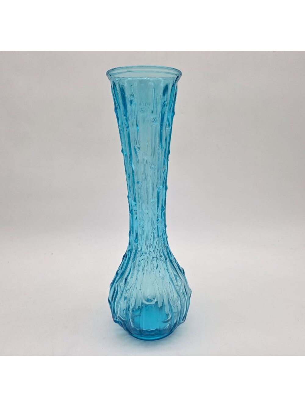 Vintage Mid Century Empoli Italy Vase Blue Drip Wax Glass Design 11.75"